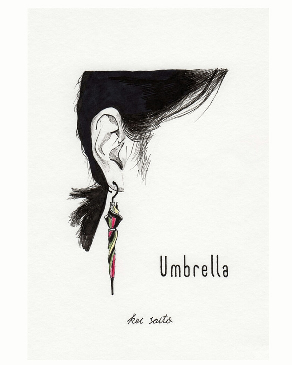 お好みのイラストカード（キャンバス加工）3枚セット【34.Umbrella】 2枚目の画像