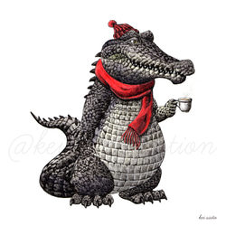 你最喜歡的插圖卡（帆布加工）3件套[52.鱷魚冬季準備] 第2張的照片