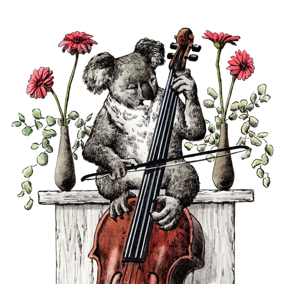 お好みのイラストカード（キャンバス加工）3枚セット【74.Cellist】 2枚目の画像