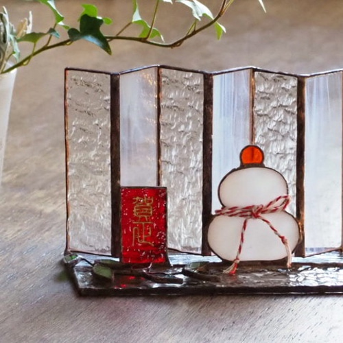 ちょっぴりアンティークな鏡餅ーステンドグラスのお正月飾り その他