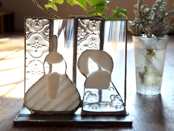 ステンドグラスの雛飾り（シンプルなシルバー） 1枚目の画像