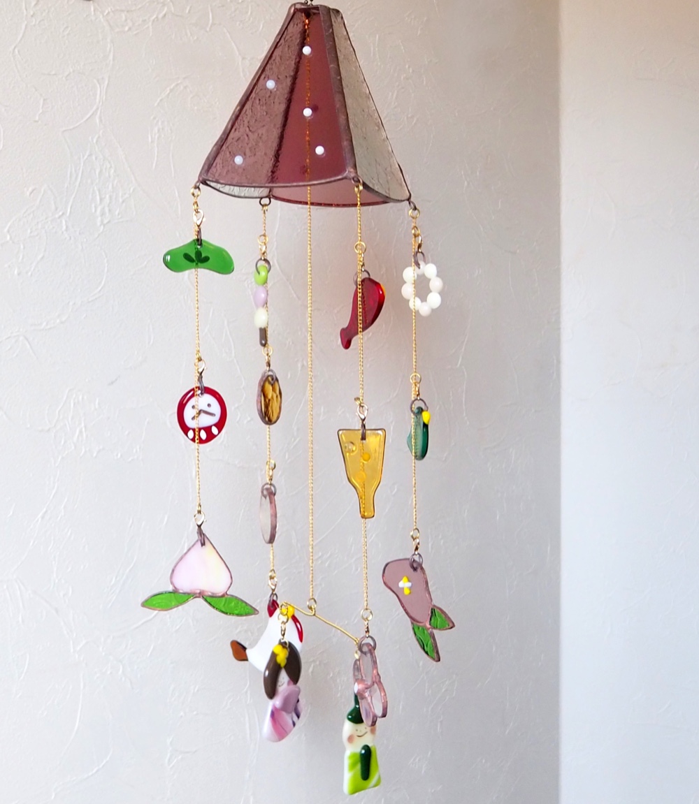 <名入れもできる> ガラス製つるし雛