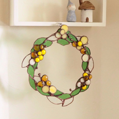 ステンドグラスのクリスマスリース リース Unit Glass Studio ステンドグラスのクリスマスリース リース Unit Glass Studio