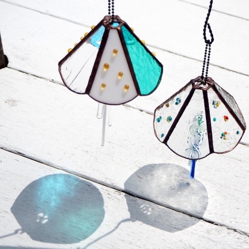 ステンドグラスの風鈴ブルー＆グリーン 風鈴 Unit Glass Studio 通販