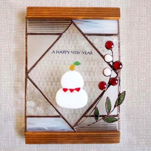 毎年使える！ステンドグラスの鏡餅パネル その他インテリア雑貨 Unit