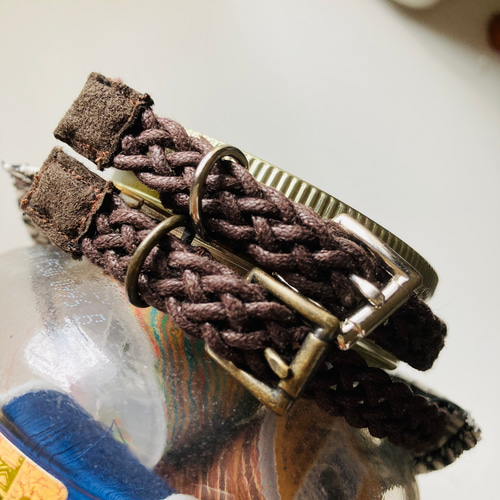 紐~cord 』 チョーカー 金 イニシャル付 首輪 ペット 犬 猫 名入れ