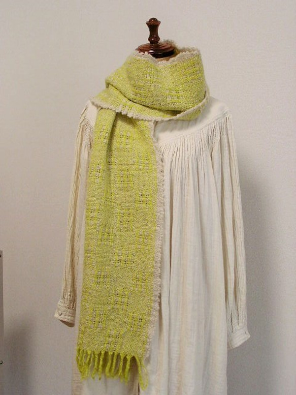 瑞典土布圍巾花邊黃色 第1張的照片