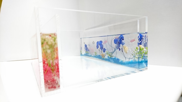 水槽とお花畑のハーバリウムティッシュケース 8枚目の画像