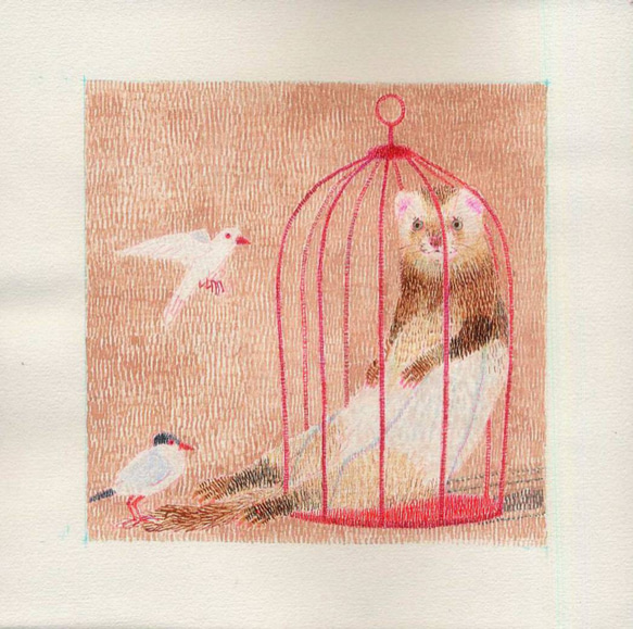 赤い鳥かご（原画） 1枚目の画像