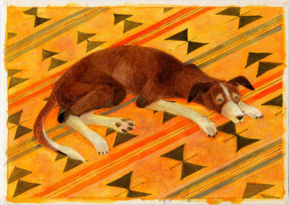 寝そべる犬（原画） 2枚目の画像