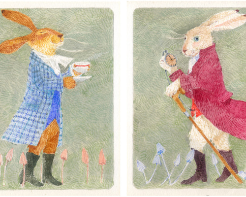 白ウサギと三月ウサギ2枚組（原画） イラスト laputti 通販 4027630