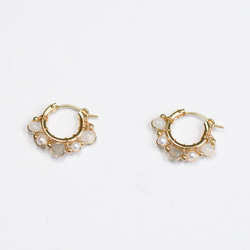 晨露春光圈式耳環 Dew Drop Earrings / 14kgf 第1張的照片