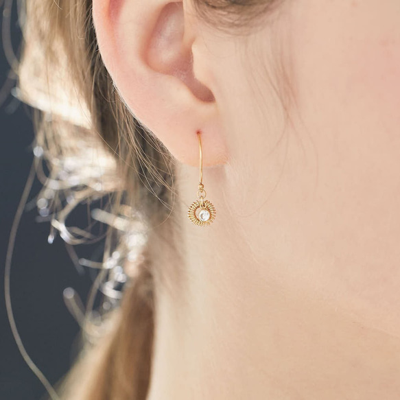 夢想起鋯石耳勾 Dandelion Earrings / 14kgf 第1張的照片