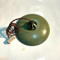 ケヤキのペンダントライト　漆浅緑　ふんわり型 2枚目の画像
