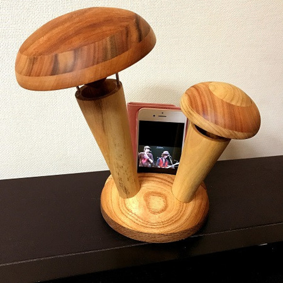 iphone スピーカースタンド Wキノコ型 2枚目の画像