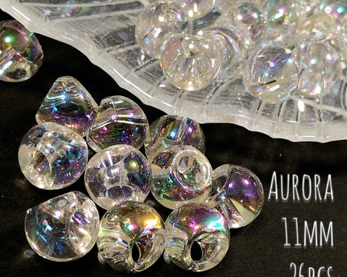 ★【ピアス】シェル×鈴丸ビーズ オーロラ ブルー 夏 マリン ☆【ピアス】シェル×鈴丸ビーズ オーロラ ブルー 夏 マリン