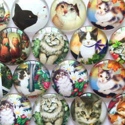 猫プリント ガラスカボション 12㎜ 20個 1枚目の画像