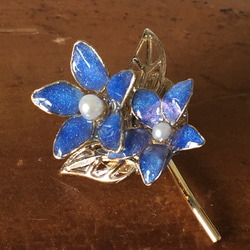 青い小花のポニーフック 8枚目の画像