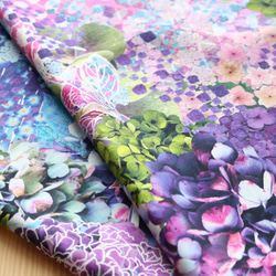 シルクスカーフ【水の器-紫陽花浮かべて】レッドsilkscarf 2枚目の画像