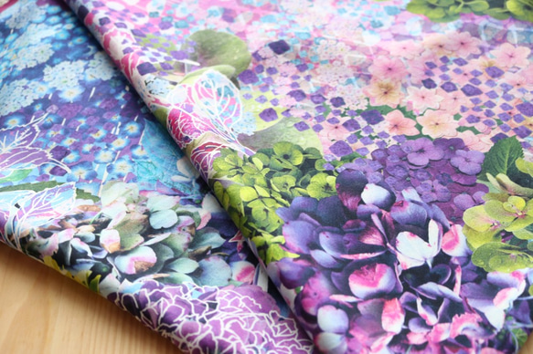 シルクスカーフ【水の器-紫陽花浮かべて】レッドsilkscarf 2枚目の画像