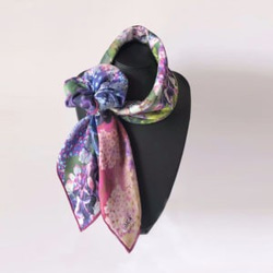 シルクスカーフ【水の器-紫陽花浮かべて】レッドsilkscarf 6枚目の画像