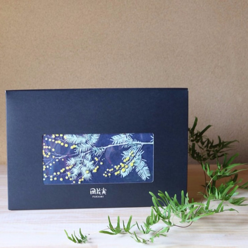 シフォンスカーフ[ミモザの星降る夜に]ブルー スカーフ・バンダナ 風花