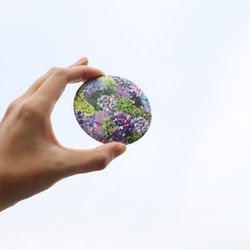 【まんまる手鏡】水の器紫陽花浮べて 2枚目の画像