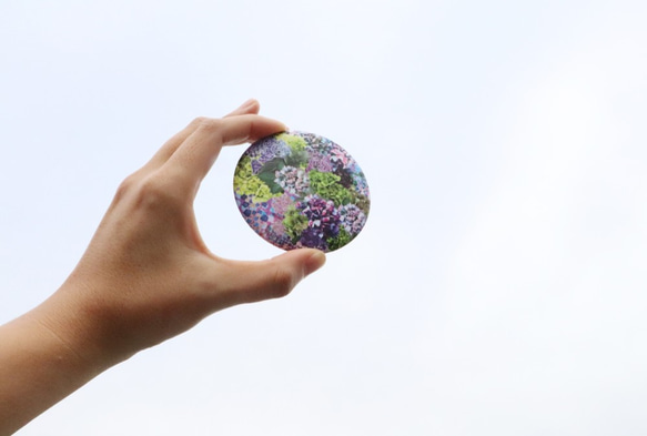 【まんまる手鏡】水の器紫陽花浮べて 2枚目の画像