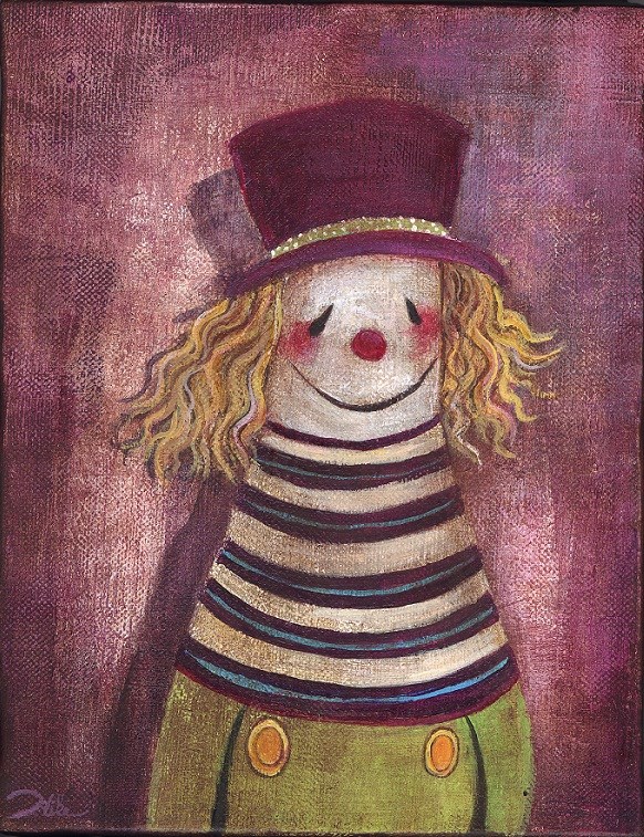 ピエロ原画パステル絵画アートやけ酒pierrot