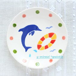 イルカの絵付け皿 1枚目の画像