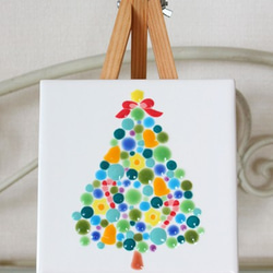 「受注製作」丸がたくさん☆ クリスマスツリーの絵タイル 3枚目の画像