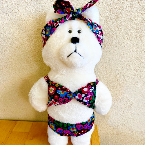 グニフニ♡お花のくまちゃんアップリケリボンいっぱいキャミソール 商品紹介 クマ funwari fuwawa パスケース 幸せを呼ぶくまさん
