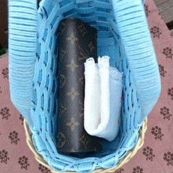 籐とクラフトのコラボバッグ ミニ ブルー 5枚目の画像