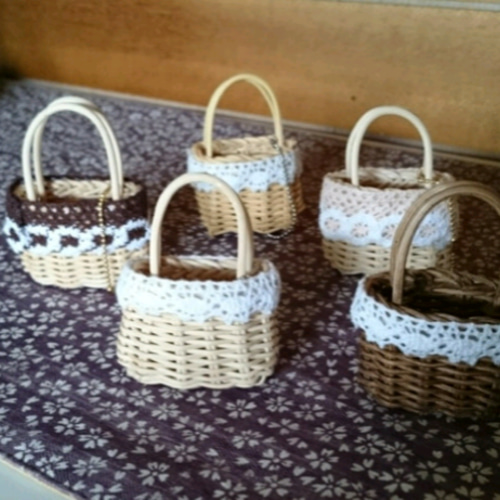 ミニチュア　籐籠　かご　丸形　四角形　楕円形　23個＋オマケ ミニチュア 籐籠 かご 丸形 四角形 楕円形 23個＋オマケ 【公式通販】