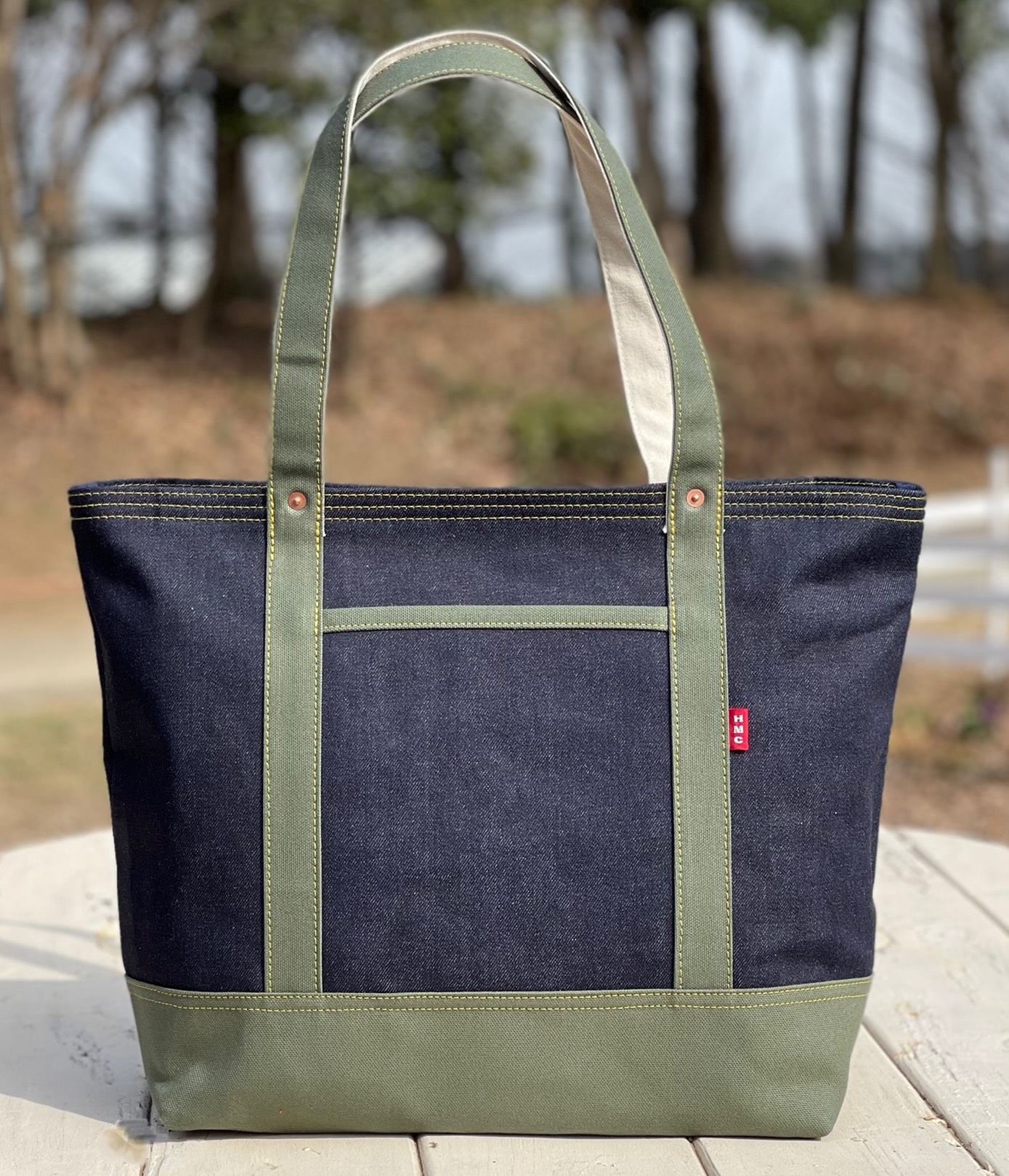 緑帆布トートバッグ　Lサイズ