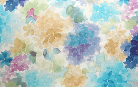 スペイン生地　紫陽花の水彩画　【VILBER】 5枚目の画像