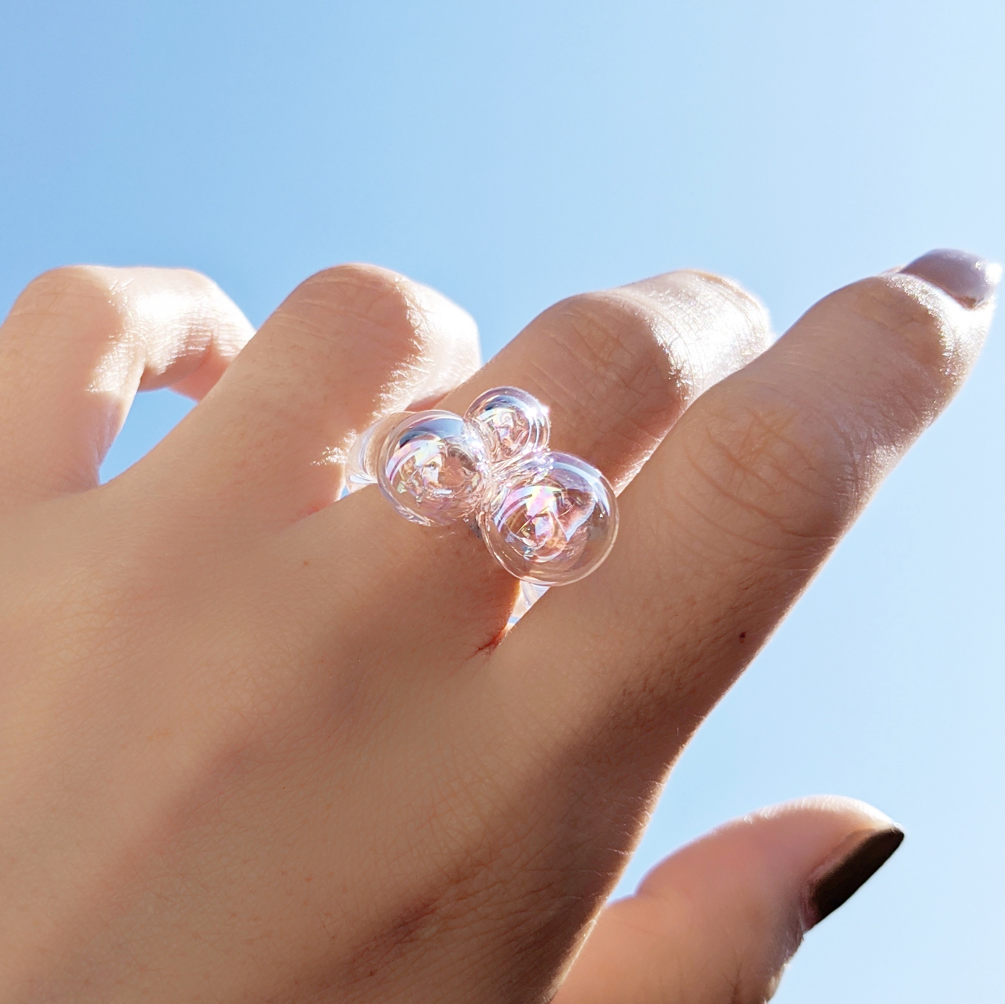 ガラス作家　オカベマキコ さん　シャボン玉リング　指輪　リング 送料無料】ガラスの指輪 シャボン玉 リング 指輪・リング