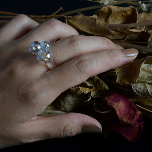 ガラス作家　オカベマキコ さん　シャボン玉リング　指輪　リング 送料無料】ガラスの指輪 シャボン玉 リング 指輪・リング