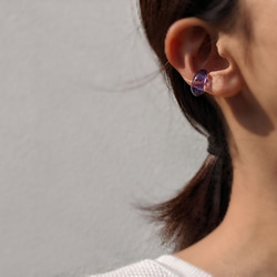 【送料無料】ガラスイヤーカフ “プレーン” -スミレ- 5枚目の画像