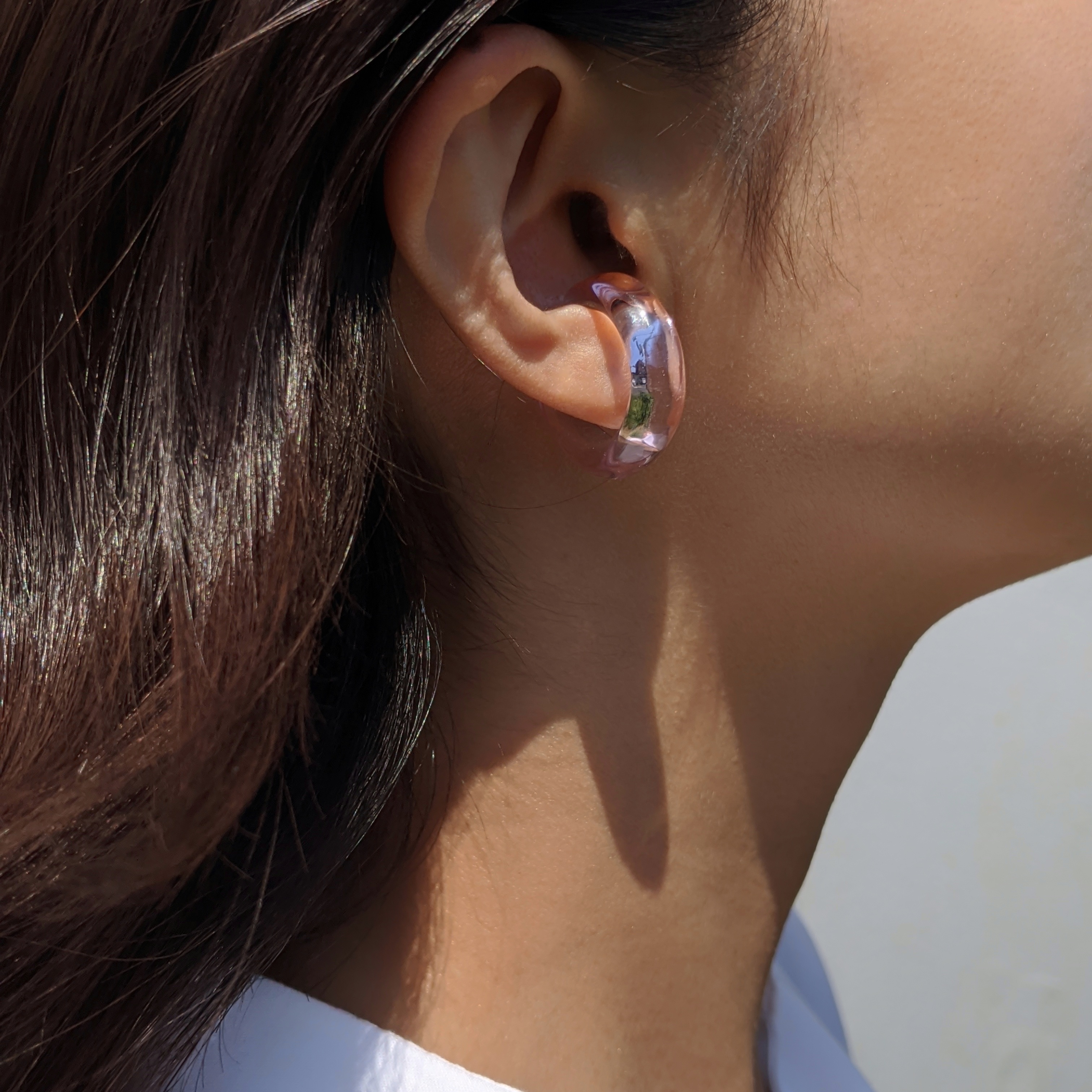 リングとイヤーカフの2wayで使えるガラスリングカフ“プレーン”-さくら-