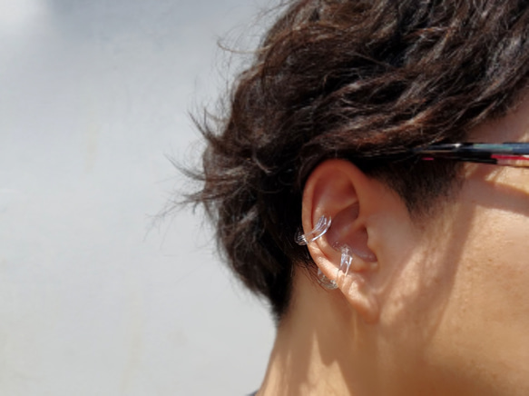 【送料無料】ガラスイヤーカフ“square”2個セット 3枚目の画像