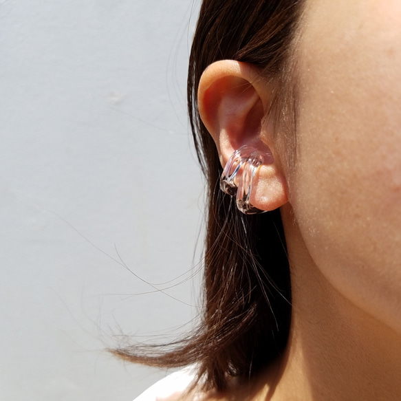 【送料無料】ガラスイヤーカフ“square”2個セット 4枚目の画像