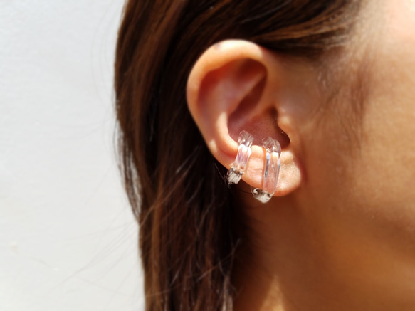 【送料無料】ガラスイヤーカフ“square”2個セット 5枚目の画像