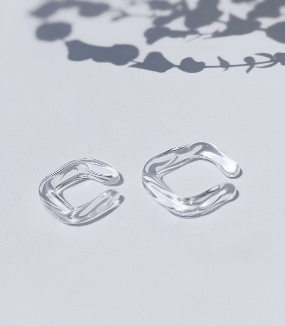 【送料無料】ガラスイヤーカフ“square”2個セット 8枚目の画像