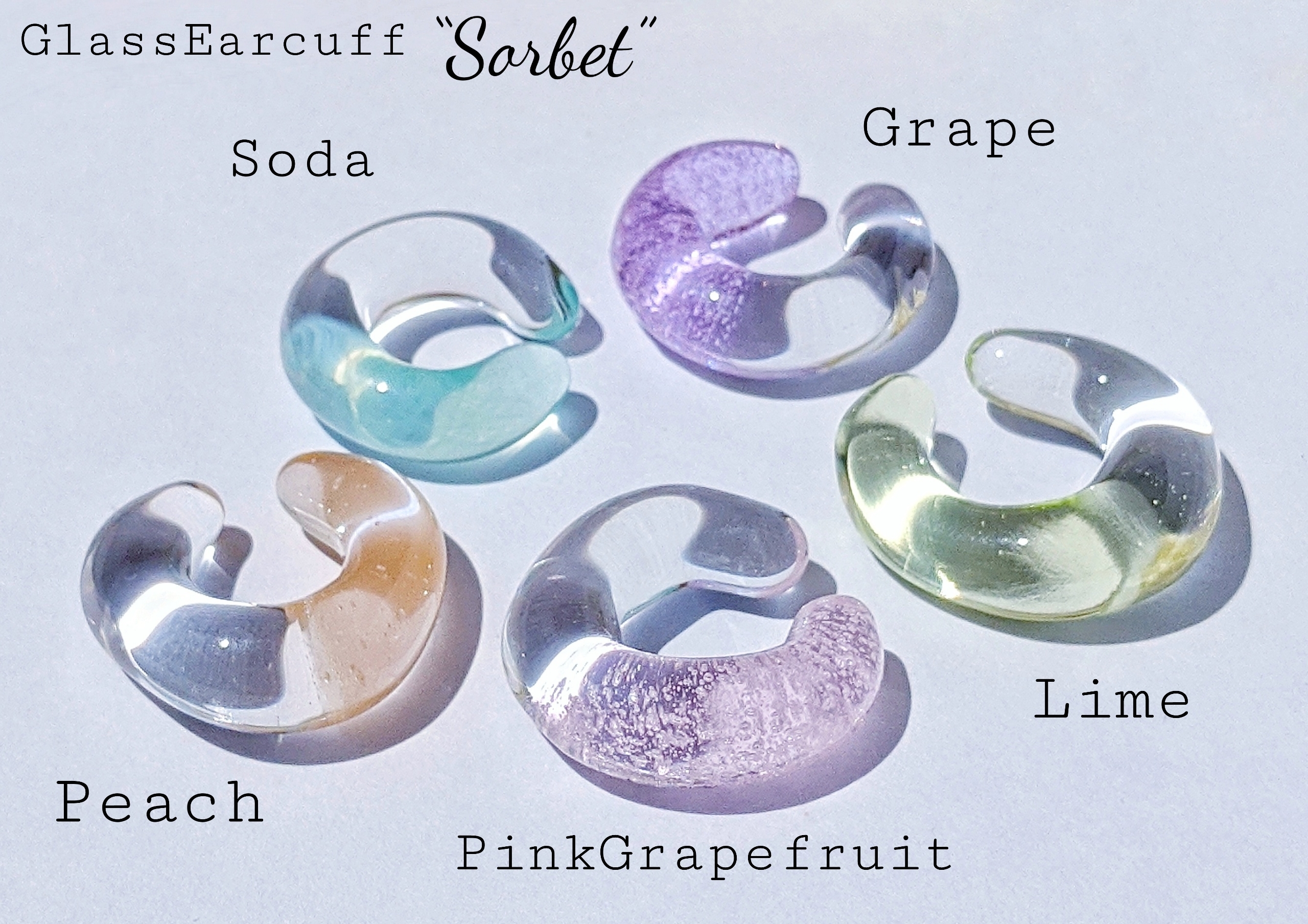 【送料無料】ガラスのイヤーカフ "Sorbetソルベ"-Soda ソーダ-