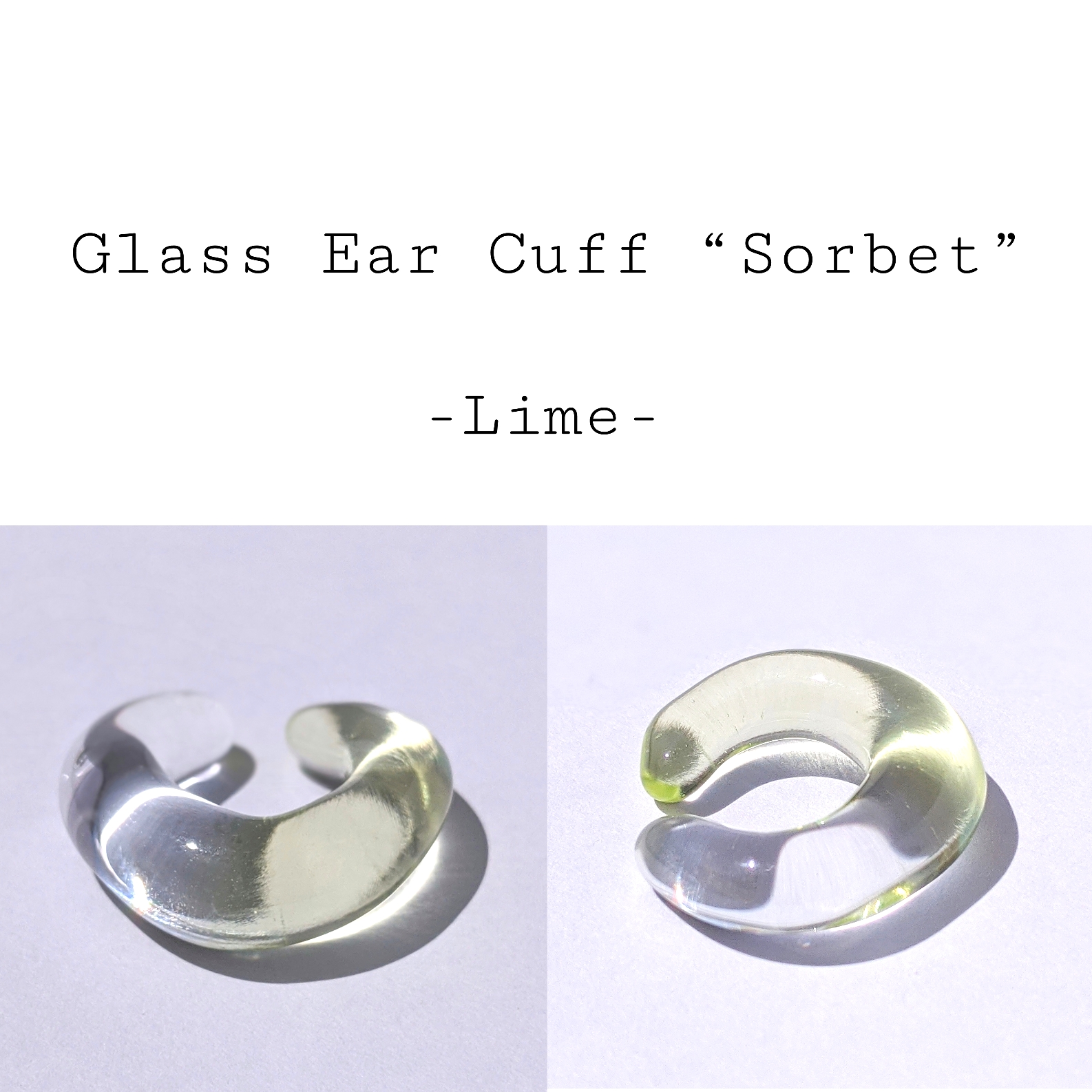 【送料無料】ガラスイヤーカフ "Sorbet"-Lime-