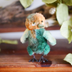 謎の鳥ちゃん 橙緑 小鳥のぬいぐるみ  テディベア 2枚目の画像