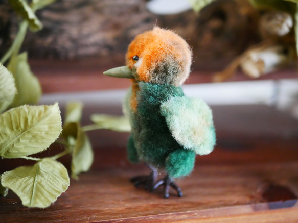 謎の鳥ちゃん 橙緑 小鳥のぬいぐるみ  テディベア 3枚目の画像