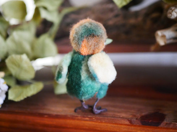 謎の鳥ちゃん 橙緑 小鳥のぬいぐるみ  テディベア 5枚目の画像