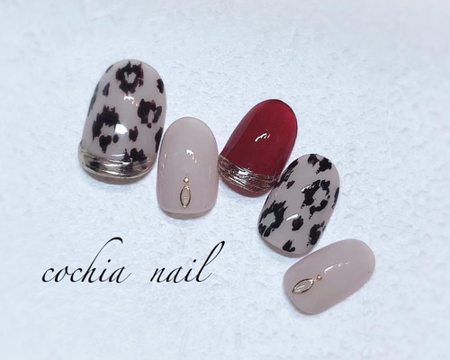 レオパードネイル ヒョウ柄ネイル ニュアンス ネイルチップ 秋ネイル